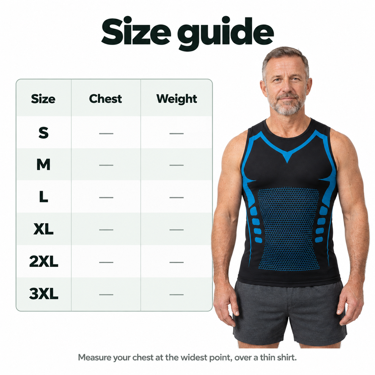 Veltmore compression shirt size guide