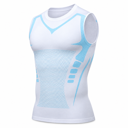 Veltmore compression tank, crew neck, white