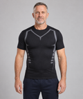 Veltmore compression T-shirt in black, front view