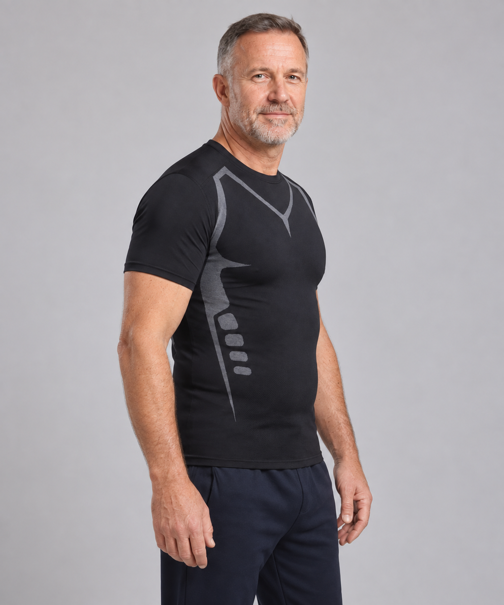 Veltmore compression T-shirt in black, side view